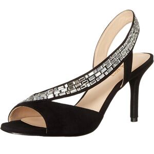 NWOT Beautiful Nine West Black Heels with Silver Detailing Sparkly 8.5